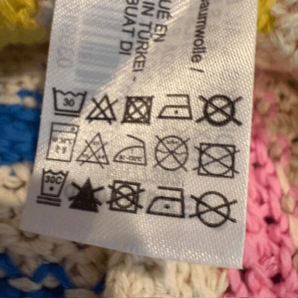 ZARA Crocheted Cotton Halter Crop Top Tank Pastel Blue Pink Yellow Size Medium - Picture 6 of 9